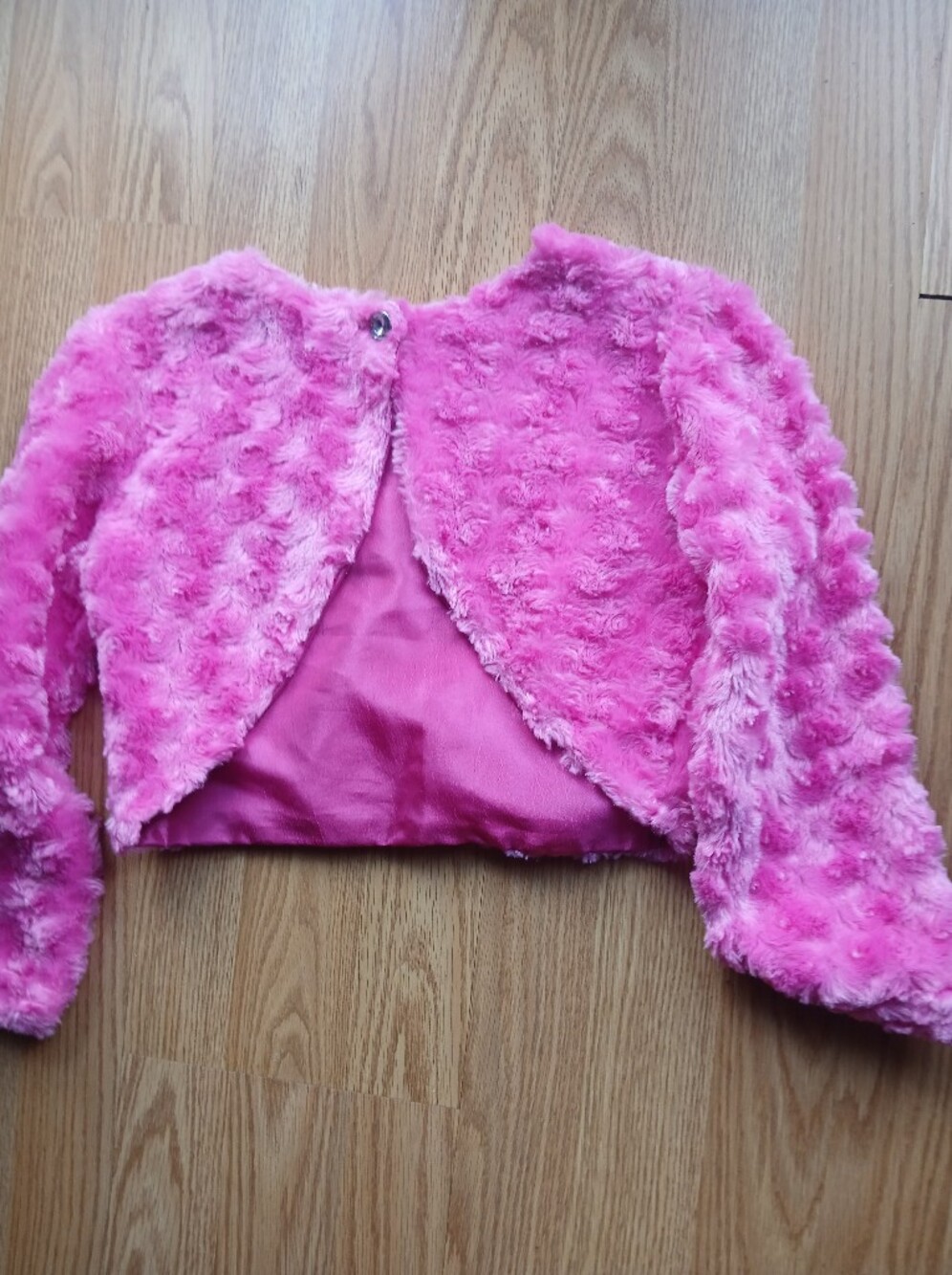 Kid Fashion Girls' Pink Faux Fur Bolero Jacket - Sz 8